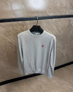Ami Sweater Grey, Red Logo