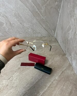 Cartier Doorzichtige Glazen, Diamond Cut, Goude Montuur Panter