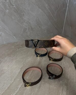 Louis Vuitton Brown Riem Monogram, Goude / Zwarte Logo