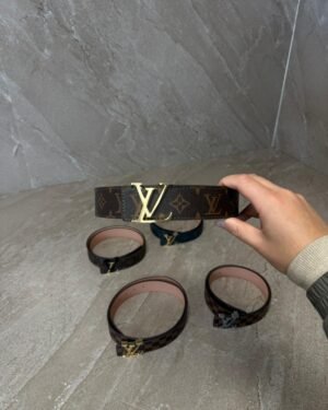 Louis Vuitton Brown Riem Monogram, Goude Logo