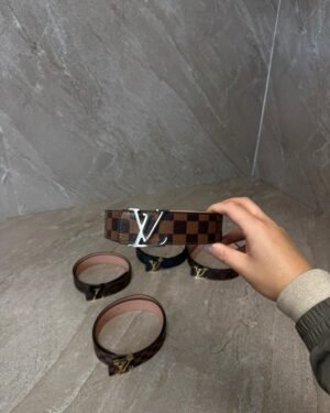 Louis Vuitton Brown Blokjes, Zilvere Logo