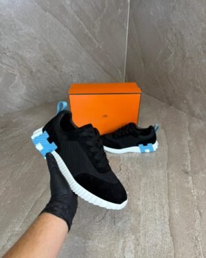 Hermes Bouncing Black, Blue Logo