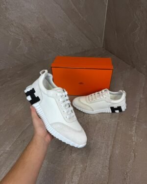 Hermes Bouncing Sneakers White, Black Logo