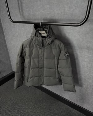 Canada Goose Wyndham Grey, Black Logo High Quality