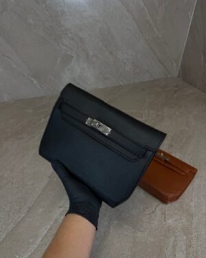 Hermes Kelly depeches 25 pouch Black