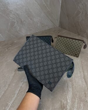 Gucci Grey Trim Medium Pouch