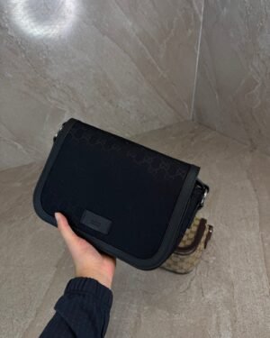 Gucci GG Nylon Flap Messenger Bag Black