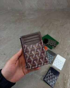 Goyard Bourbon Zipped Card Holder Burgundy