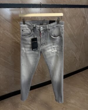 Dsquared2 Grey Jeans, Stripe Scratches Beige Label