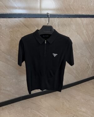 Prada Milano Zipper Polo Black