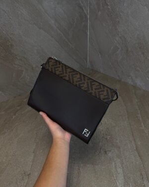 Fendi FF Squared Clutch Bag Brown