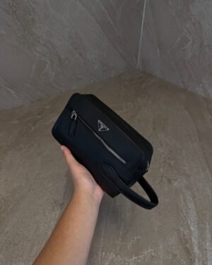 Prada Black Saffiano Leather Travel Pouch