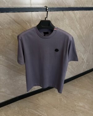 Moncler Black Logo Stripe T-Shirt Purple
