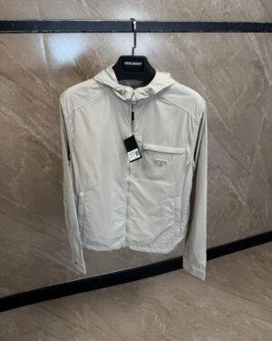 Prada Re-Nylon Blouson Jacket Beige