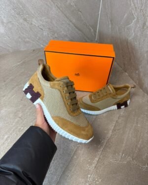 Hermes Bouncing Sneakers Brown, Purple Logo