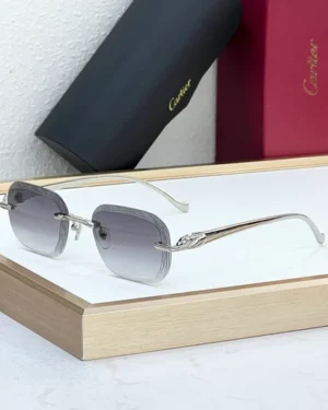 Cartier Panthere 3D Sun Glasses, Silver & Black Glasses