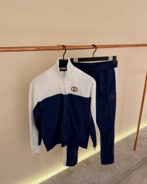 Gucci Tracksuit Navy Blue / White High Quality