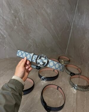 Gucci Blue Riem, Zilvere Logo