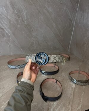 Gucci Brown Riem, Zwarte Logo