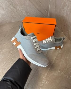 Hermes Bouncing Sneakers Grey, Brown Logo