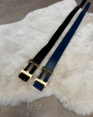 Hermes Dubbelzijdig Blauw / Zwart, Goude Logo