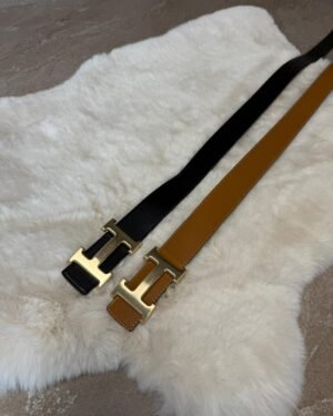 Hermes Dubbelzijdig Brown / Zwart, Gold Logo