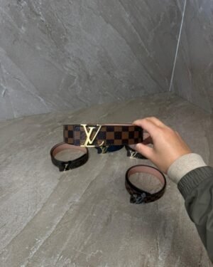 Louis Vuitton Brown Blokjes, Goude Logo