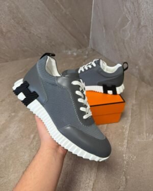 Hermes Bouncing Dark Grey Leather Sneakers