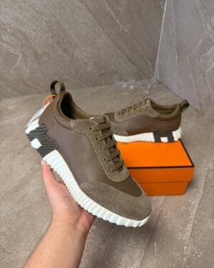 Hermes Bouncing Brown Leather Sneakers