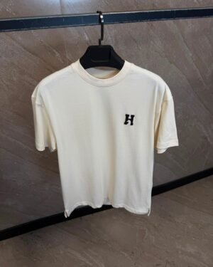Hermes T-Shirt Small Logo Beige