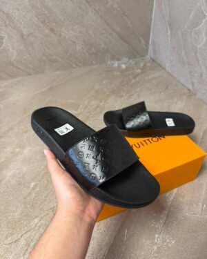 Louis Vuitton Monogram Black on Black Slippers