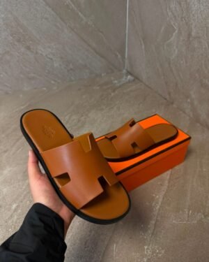 Hermes Izmir Suede Brown Slippers