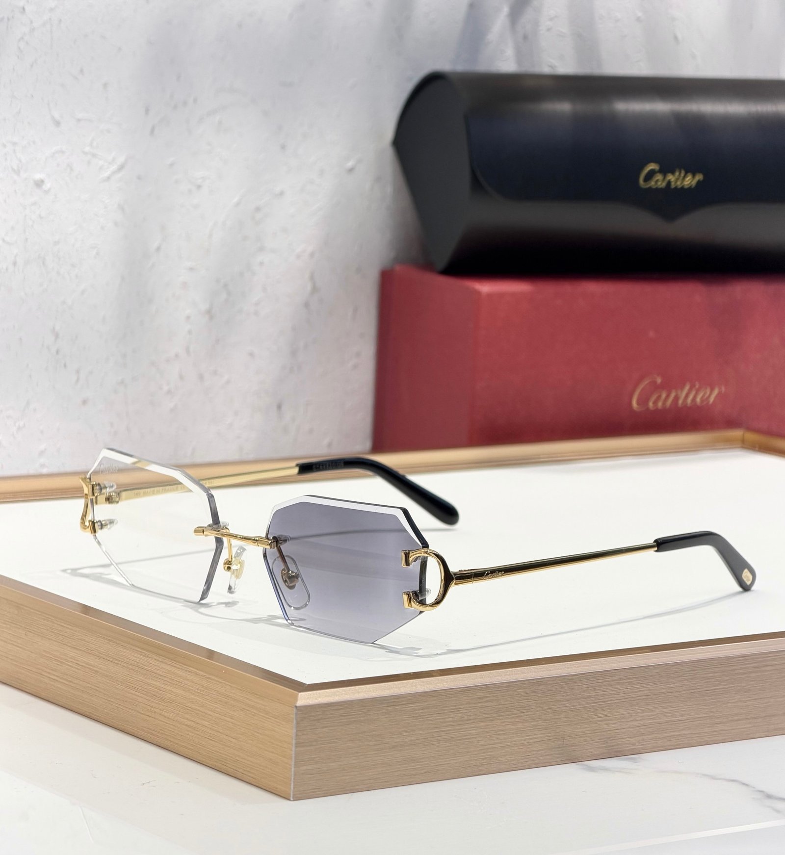 Cartier Color Changing Gold Dark Glasses