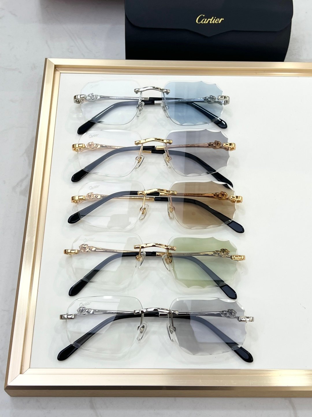 Cartier Color Changing Silver Blue Glasses