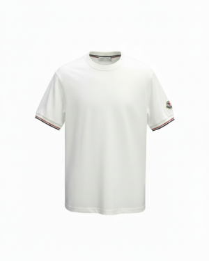 Moncler Tricolor Cuff Crewneck T-Shirt White