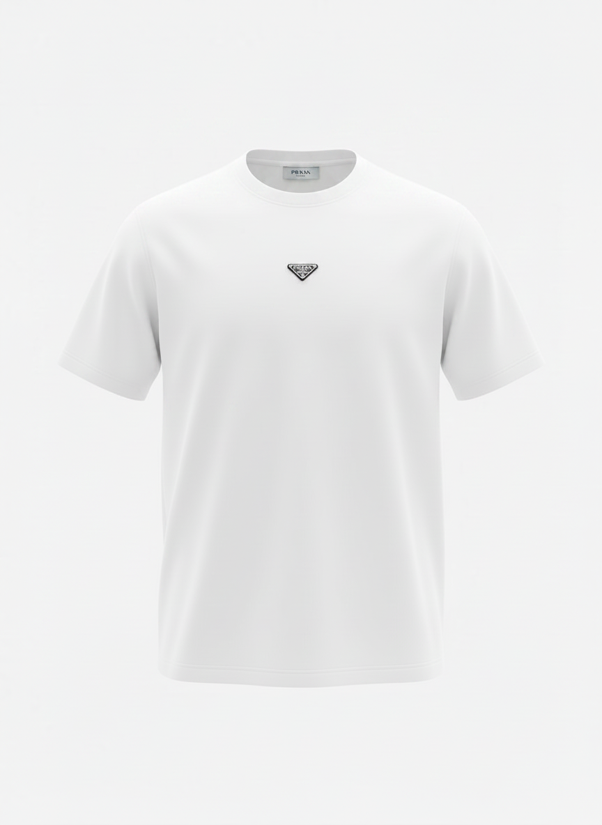 Prada Triangle Logo T-Shirt White