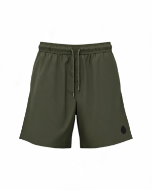 Moncler Small Black Logo Swim Short Khaki Green