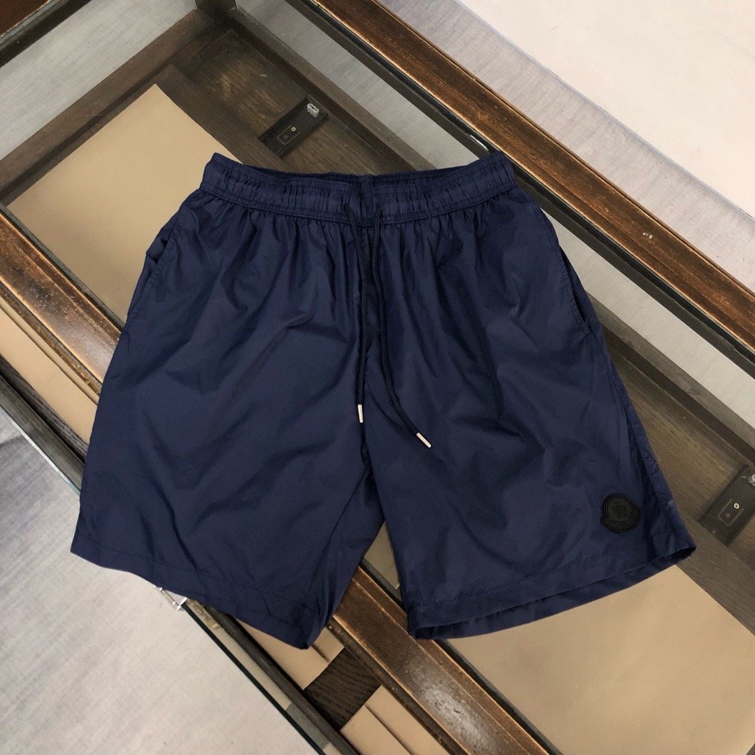 Moncler Small Black Logo Swim Short Navy Blue
