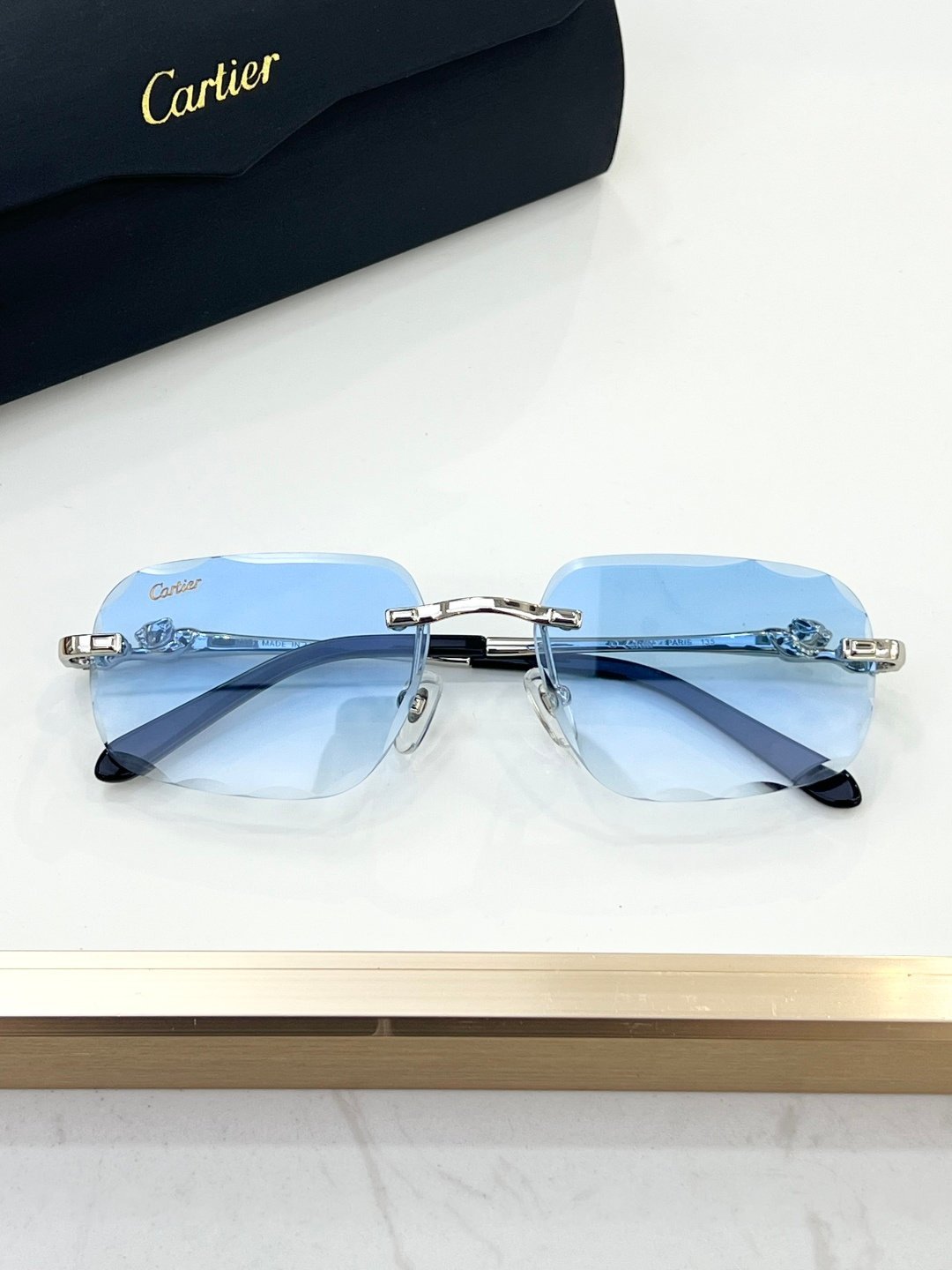 Cartier Silver Blue Glasses