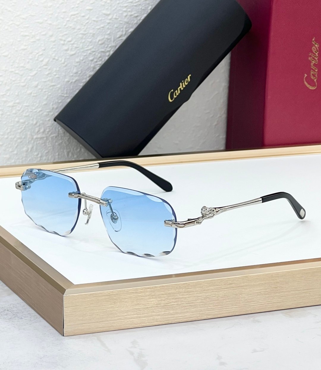 Cartier Silver Blue Glasses