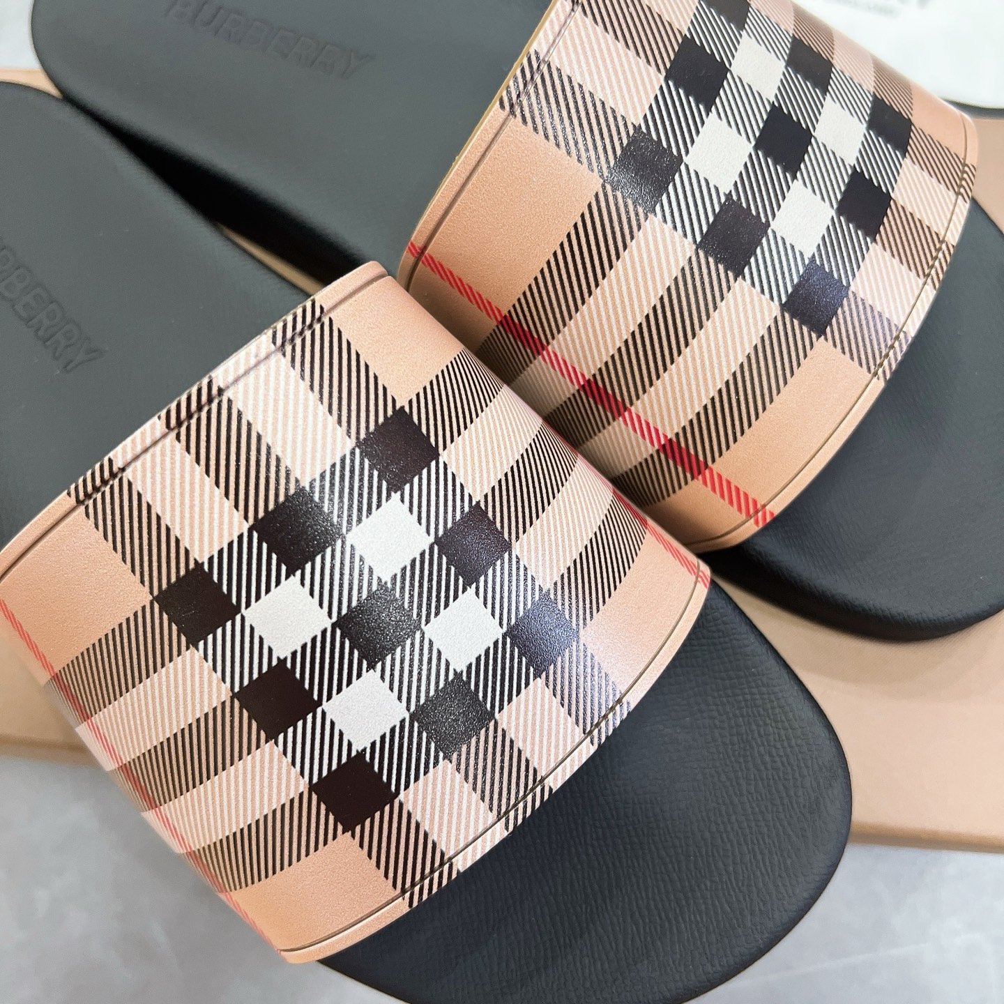 Burberry Furley Check Slippers Beige