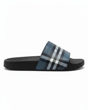 Burberry Furley Check Slippers Blue Steel Plaid