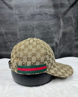 Gucci GG Pattern Cap Beige With Green Red Lines