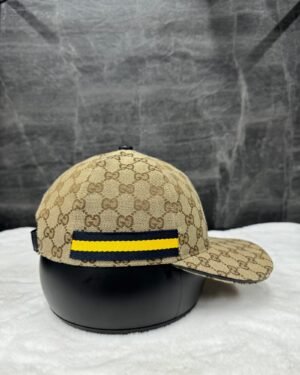 Gucci GG Pattern Cap Beige With Black Yellow Lines