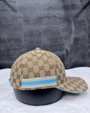 Gucci GG Pattern Cap Beige With Blue Beige Lines