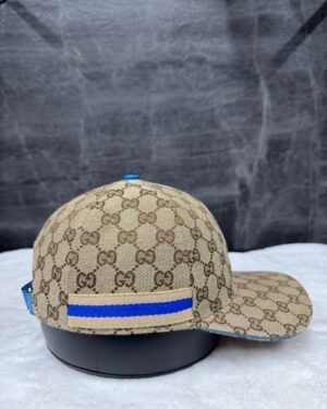 Gucci GG Pattern Cap Beige With Beige Blue Lines