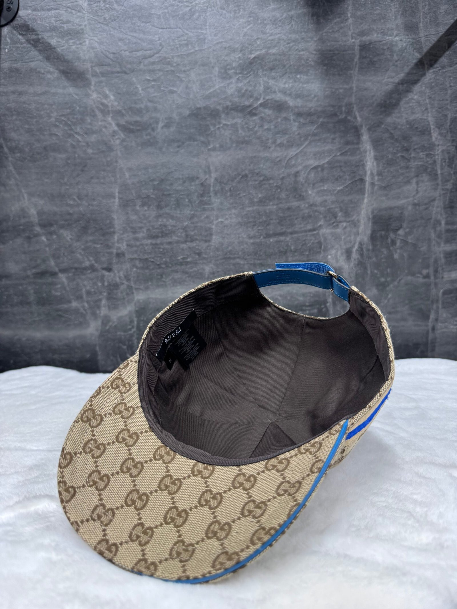 Gucci GG Pattern Cap Beige With Beige Blue Lines