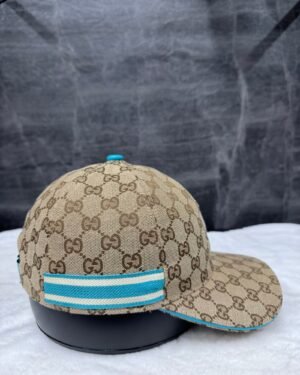 Gucci GG Pattern Cap Beige With Blue White Lines