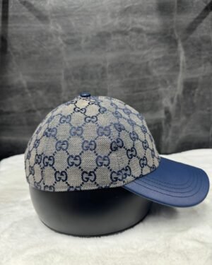 Gucci GG Pattern Canvas Cap Grey Blue