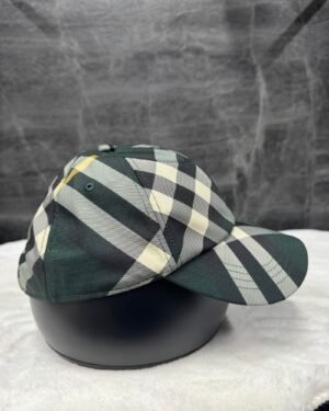 Burberry Check Pattern Cap Green